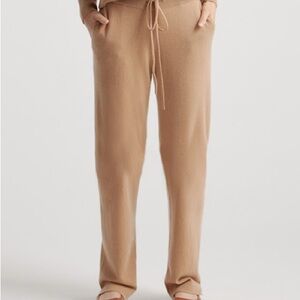 Quince Mongolian Cashmere Straight Leg Pants in Camel
